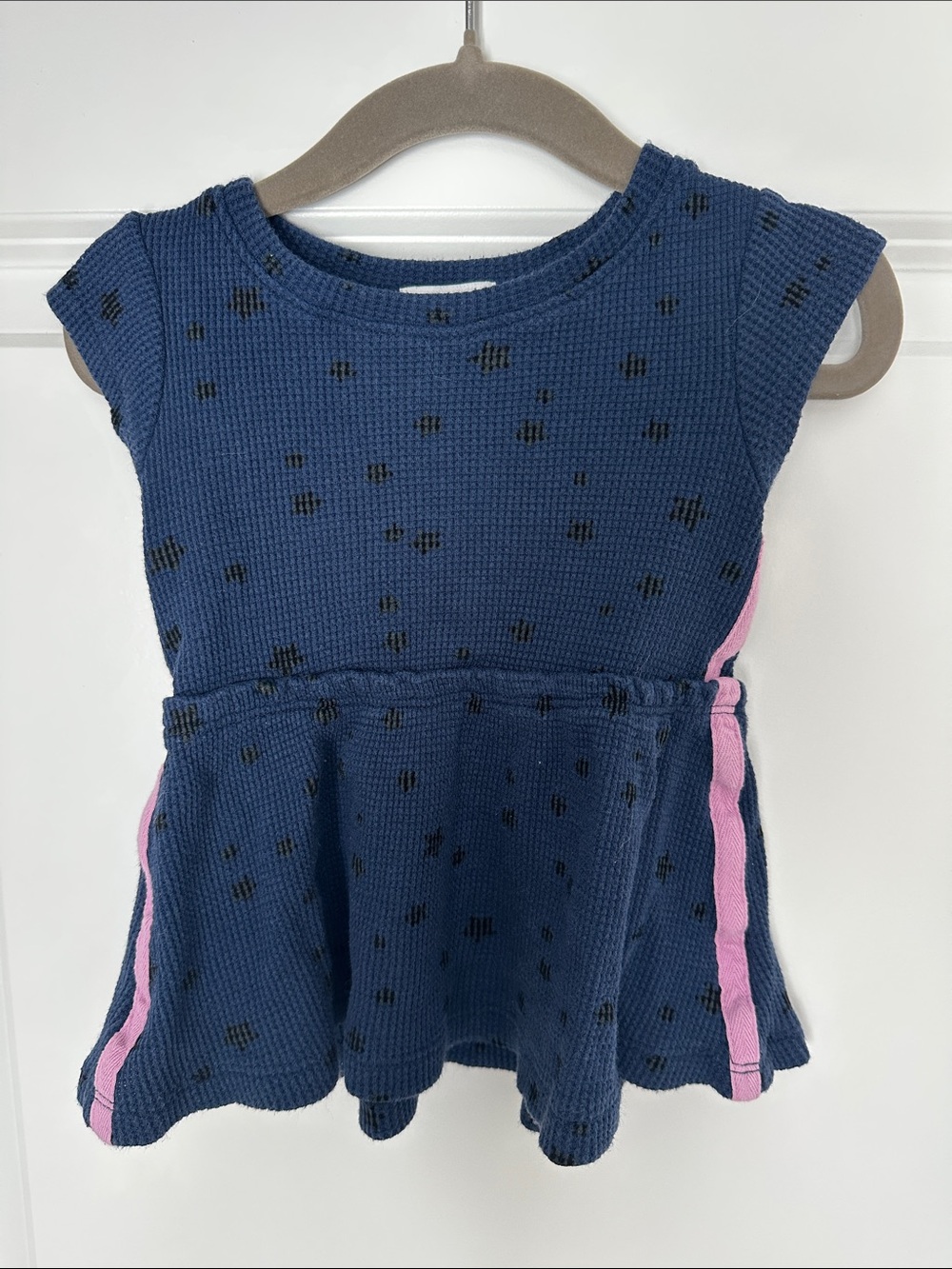Splendid Girls' Navy Knit Polka Dot Stars Baby Dress with Bloomers 6-12 months